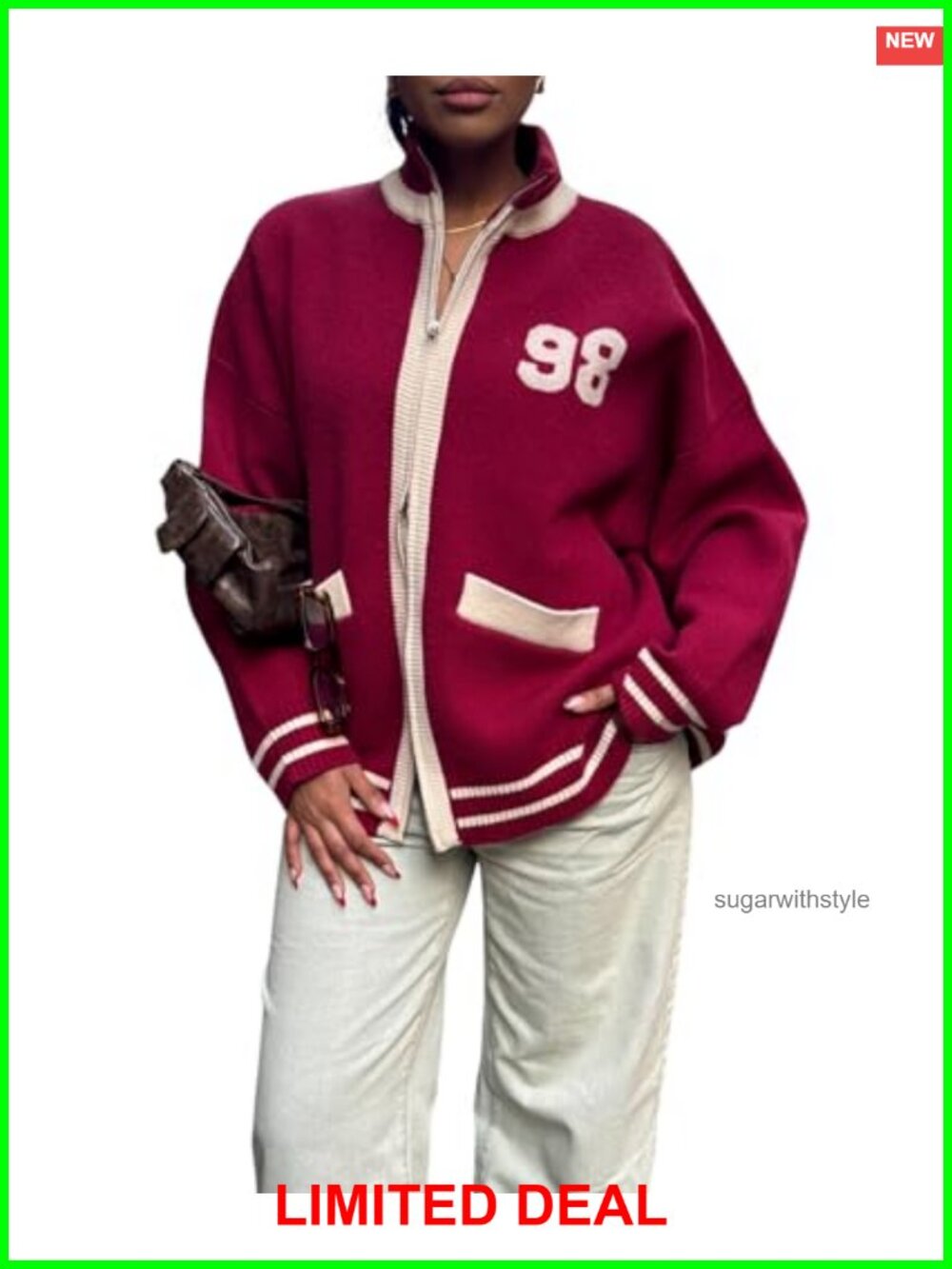 Lightweight Bomber Jacket Snap Button Ribbed Trim Pockets